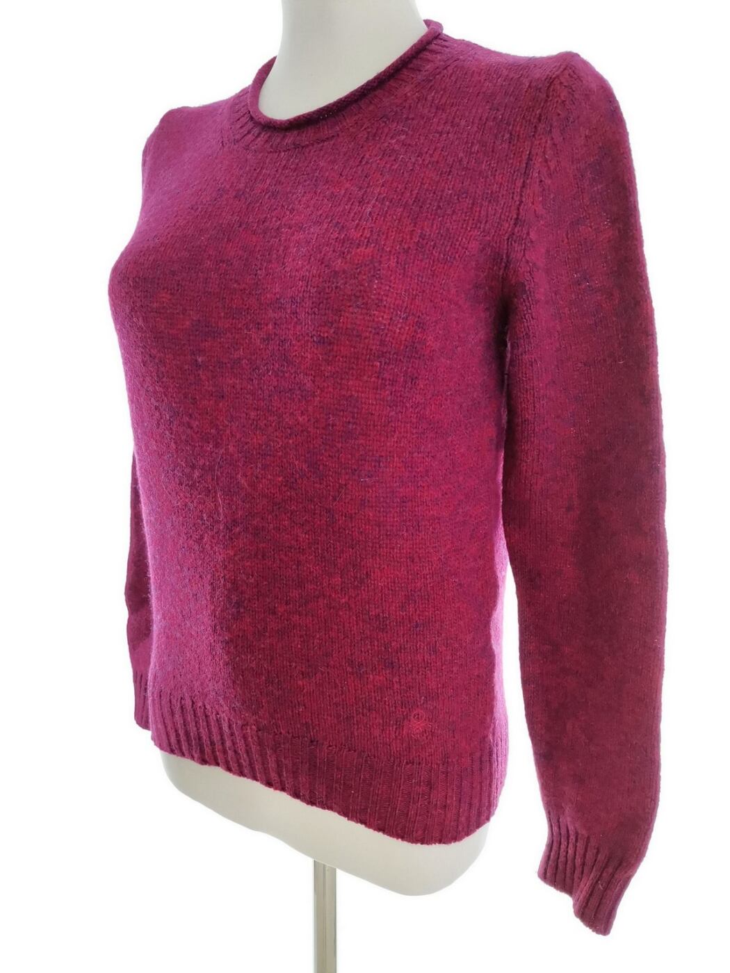 United colors benetton Rozmiar S Kolor Różowy Crew Neck Sweter Długi rękaw Materiał Wełna 100% Cienka dzianina