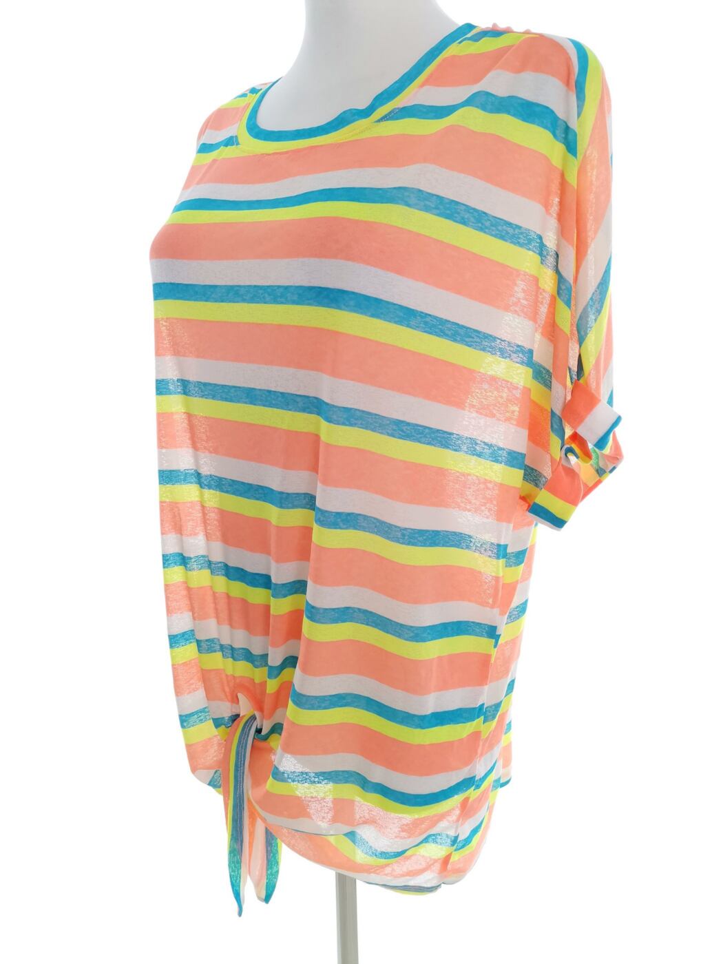 Vintage Rozmiar 50/52 Kolor Pomarańczowy Pasy Okrągły dekolt Tunika Bluzka Krótki rękaw Vintage Rozmiar 50/52 Kolor Pomarańczowy Pasy Okrągły dekolt Tunika Bluzka Krótki rękaw