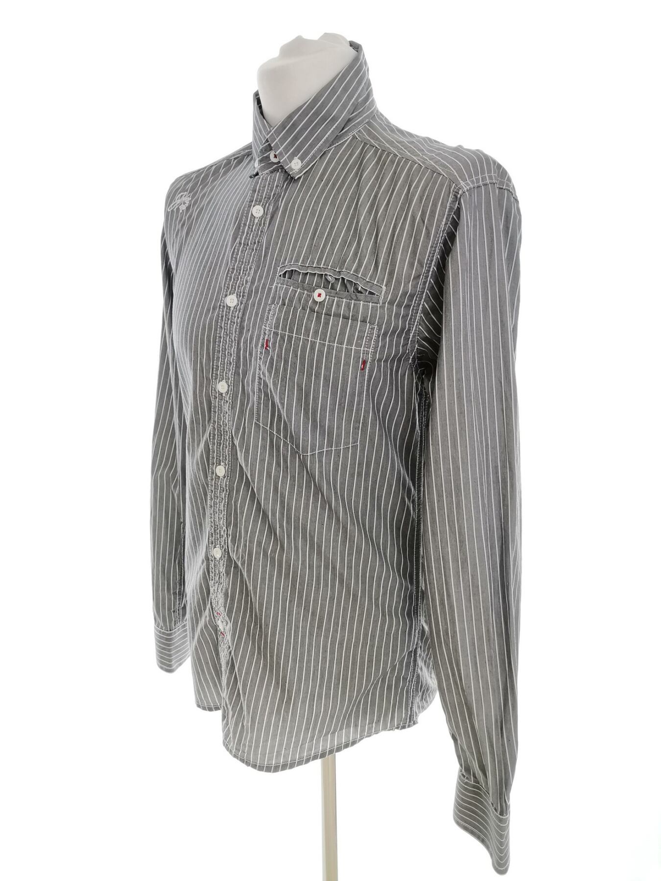 IMG_20220119_114325.jpg Jack & jones Rozmiar L Kolor Szary Pasy Kołnierz Męska Koszula Casual Długi rękaw Materiał Bawełna 100%