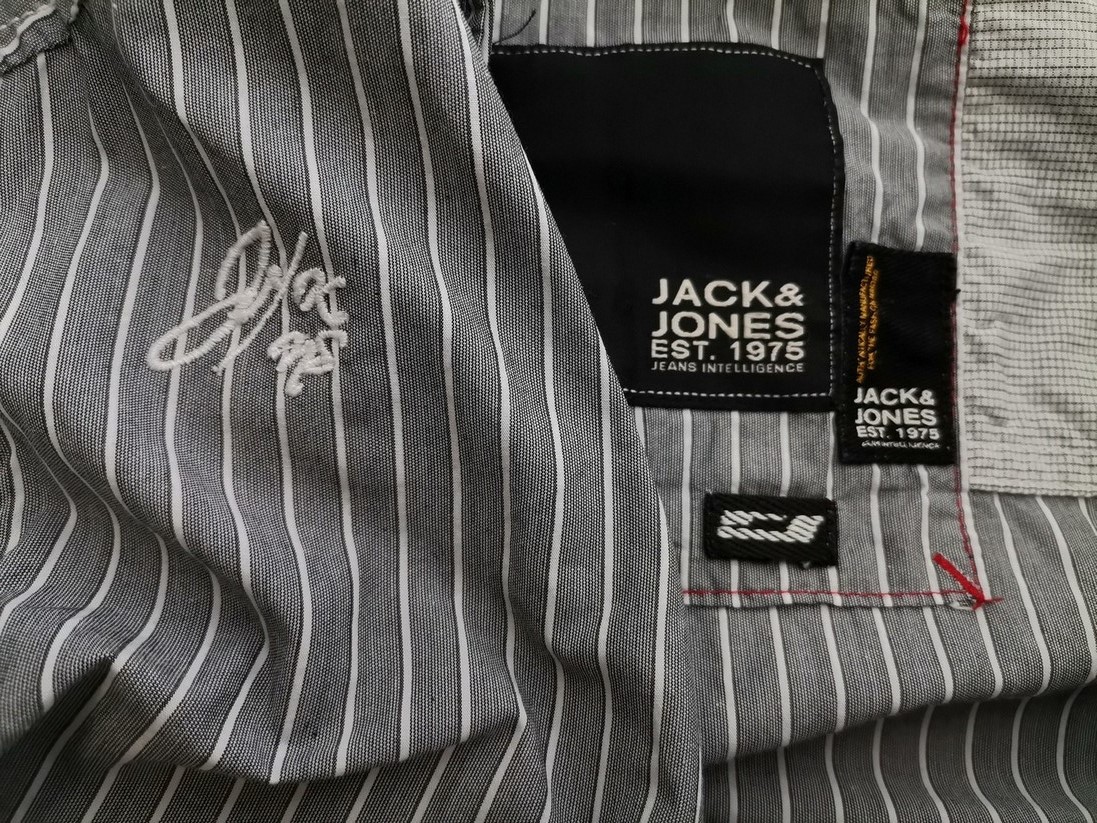 IMG_20220119_114415.jpg Jack & jones Rozmiar L Kolor Szary Pasy Kołnierz Męska Koszula Casual Długi rękaw Materiał Bawełna 100%