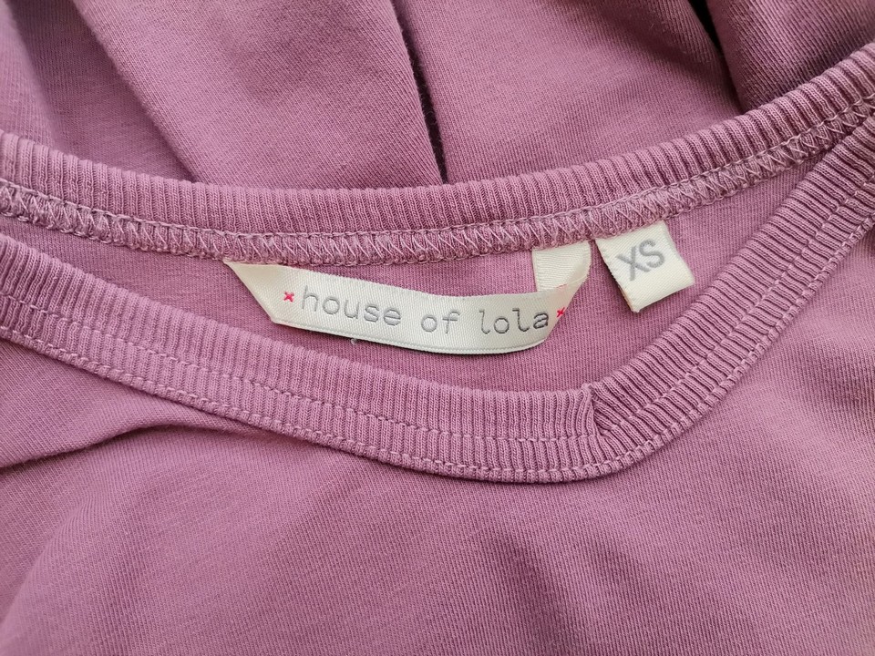 House of Lola Rozmiar XS Kolor Fioletowy Okrągły dekolt Sukienka Sheath Krótki rękaw Midi Materiał Bawełna House of Lola Rozmiar XS Kolor Fioletowy Okrągły dekolt Sukienka Sheath Krótki rękaw Midi Materiał Bawełna