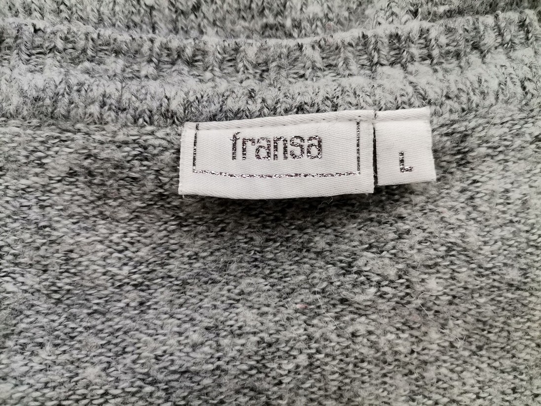 Fransa Rozmiar L Kolor Szary W serek Sukienka Sweterkowa Długi rękaw Midi Materiał Akryl Fransa Rozmiar L Kolor Szary W serek Sukienka Sweterkowa Długi rękaw Midi Materiał Akryl