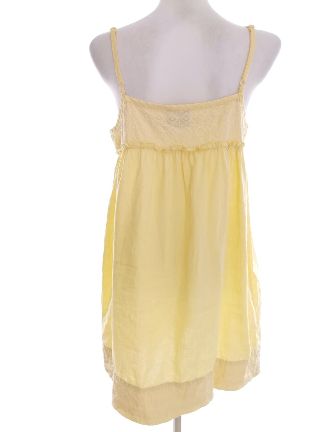 Juicy couture Rozmiar 8 (36) Kolor Żółty Kwadratowy dekolt Sukienka Slip Bezrękawnik Do Kolan Materiał Len 100% Juicy couture Rozmiar 8 (36) Kolor Żółty Kwadratowy dekolt Sukienka Slip Bezrękawnik Do Kolan Materiał Len 100%