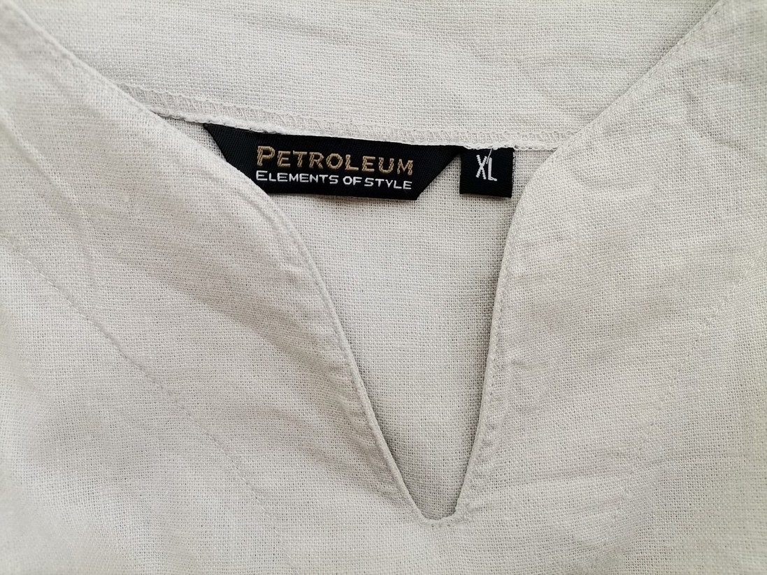 PETROLEUM Rozmiar XL Kolor Kremowy Split Crew Neck Tunika Bluzka Długi rękaw Materiał Len PETROLEUM Rozmiar XL Kolor Kremowy Split Crew Neck Tunika Bluzka Długi rękaw Materiał Len