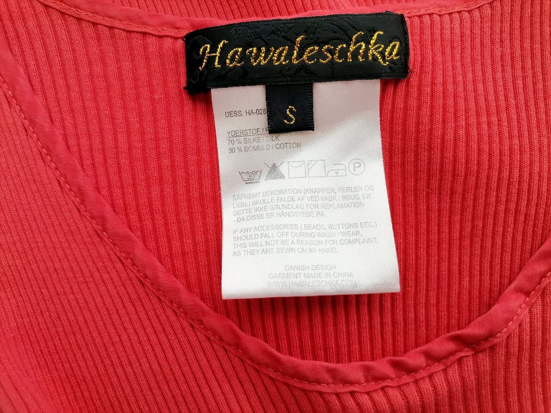Hawaleschka Rozmiar S Kolor Pomarańczowy Okrągły dekolt Bluzka Bezrękawnik Materiał Jedwab