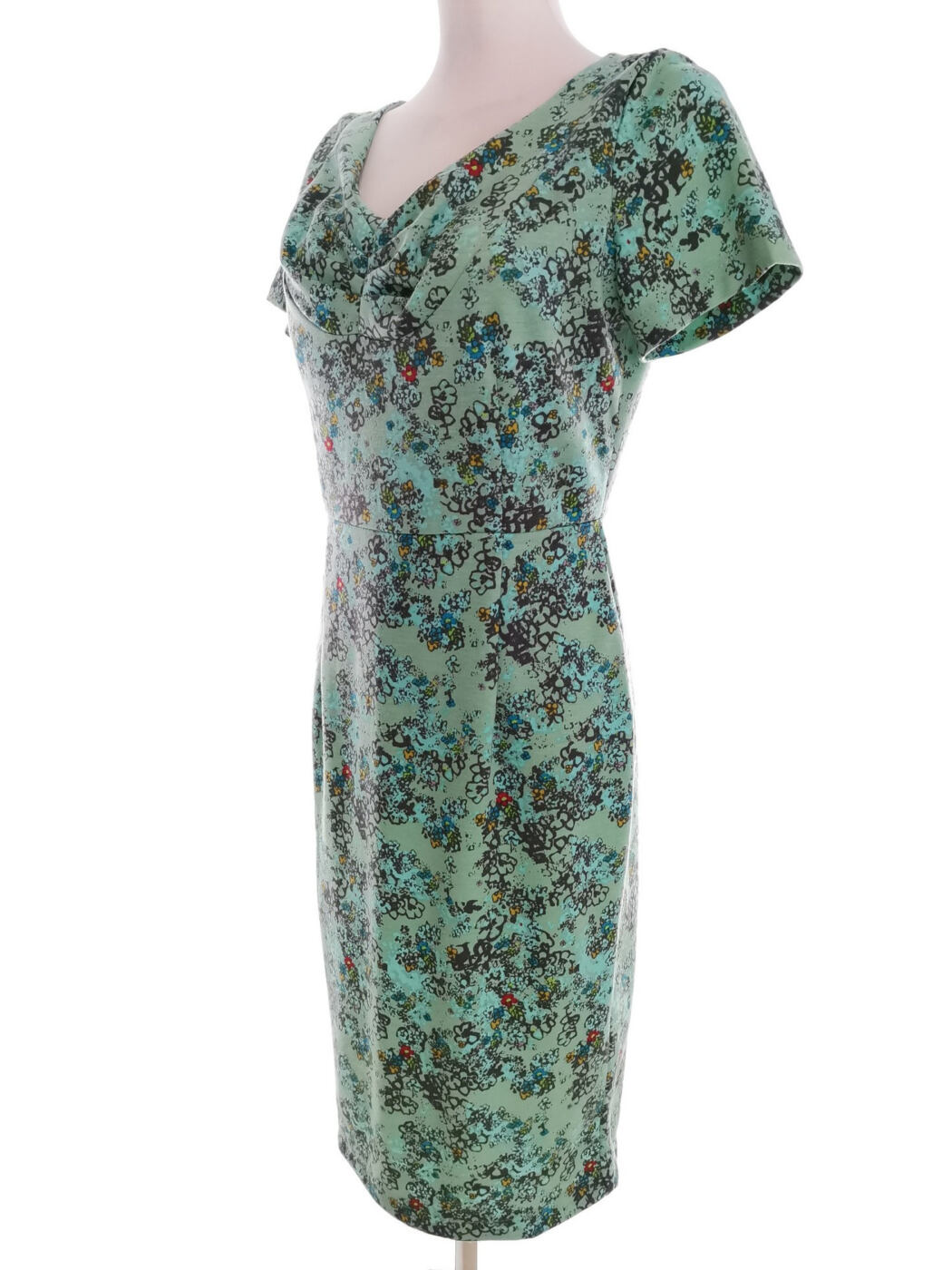 Lindy Bop Vintage Rozmiar 12 (38) Kolor Zielony W serek Sukienka Sheath Krótki rękaw Midi Lindy Bop Vintage Rozmiar 12 (38) Kolor Zielony W serek Sukienka Sheath Krótki rękaw Midi