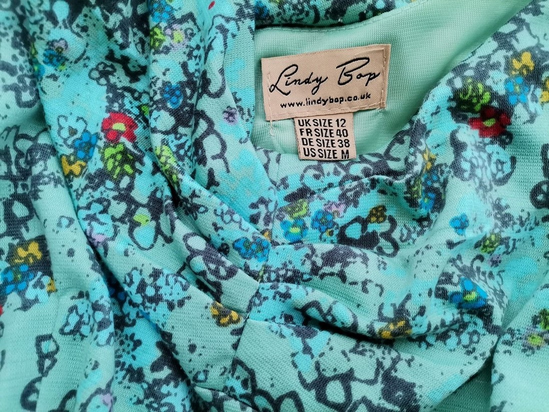 Lindy Bop Vintage Rozmiar 12 (38) Kolor Zielony W serek Sukienka Sheath Krótki rękaw Midi Lindy Bop Vintage Rozmiar 12 (38) Kolor Zielony W serek Sukienka Sheath Krótki rękaw Midi