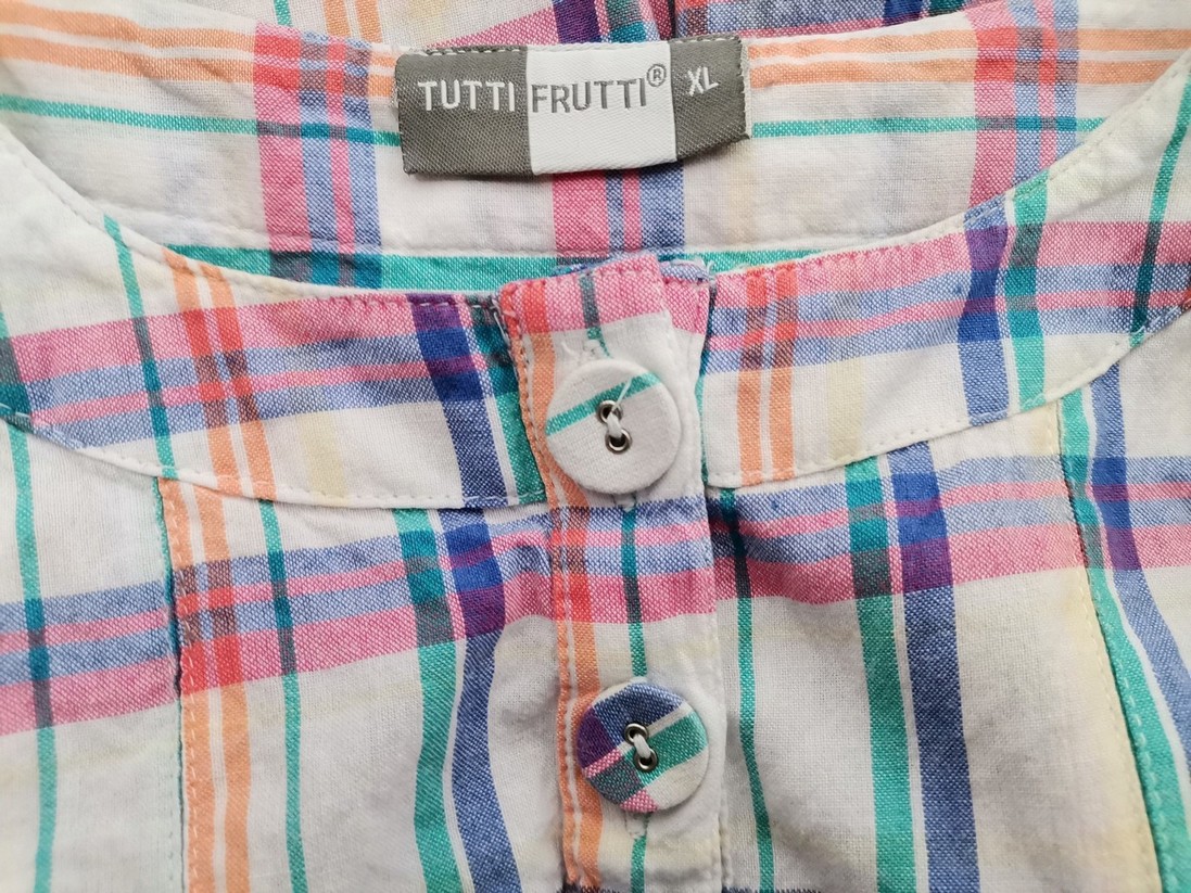 Tutti Frutti Rozmiar XL Kolor Biały Okrągły dekolt Sukienka Mini Krótki rękaw Krótka Materiał Bawełna 100% Tutti Frutti Rozmiar XL Kolor Biały Okrągły dekolt Sukienka Mini Krótki rękaw Krótka Materiał Bawełna 100%
