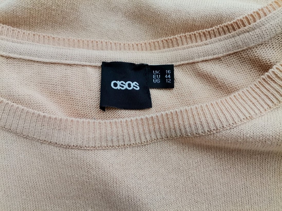 ASOS Rozmiar 16 (44) Kolor Beżowy Okrągły dekolt Sukienka Sweterkowa Długi rękaw Długa Materiał Bawełna 100% ASOS Rozmiar 16 (44) Kolor Beżowy Okrągły dekolt Sukienka Sweterkowa Długi rękaw Długa Materiał Bawełna 100%