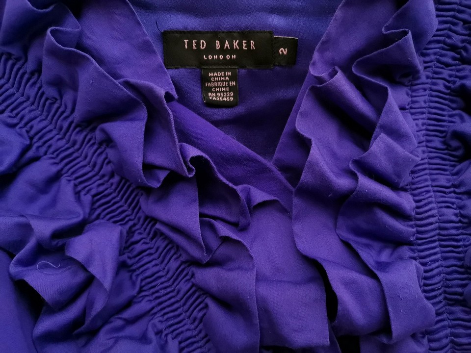 Ted Baker Rozmiar 2 (38) Kolor Fioletowy W serek Suknia Balowa Sukienka Wieczorowa Bezrękawnik Do Kolan Materiał Bawełna Ted Baker Rozmiar 2 (38) Kolor Fioletowy W serek Suknia Balowa Sukienka Wieczorowa Bezrękawnik Do Kolan Materiał Bawełna
