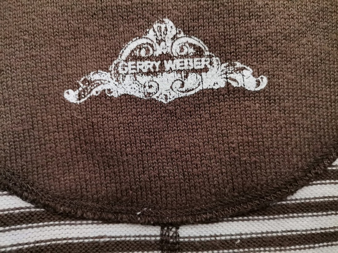 Gerry weber Rozmiar 42/44 Kolor Brązowy Pasy Kołnierz Żakiet z zapięciem Długi rękaw