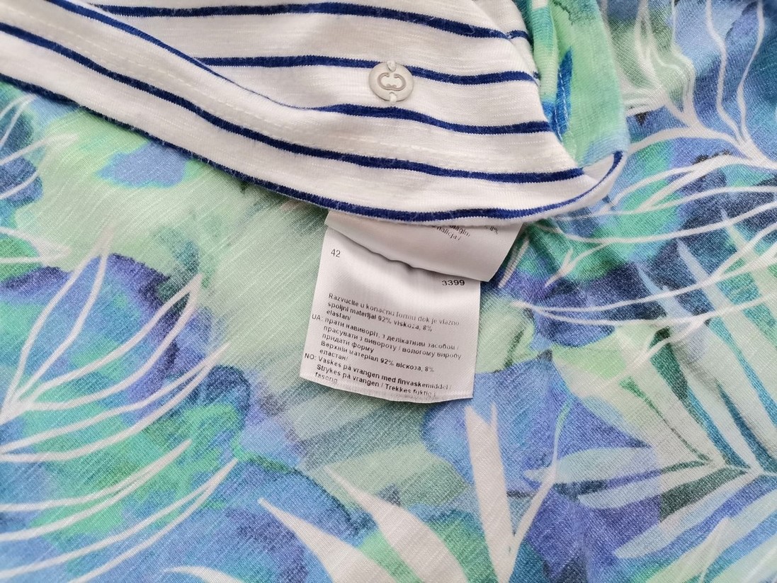 Gerry weber Rozmiar 42 Kolor Biały Pasy Okrągły dekolt Bluzka Bezrękawnik Materiał Wiskoza