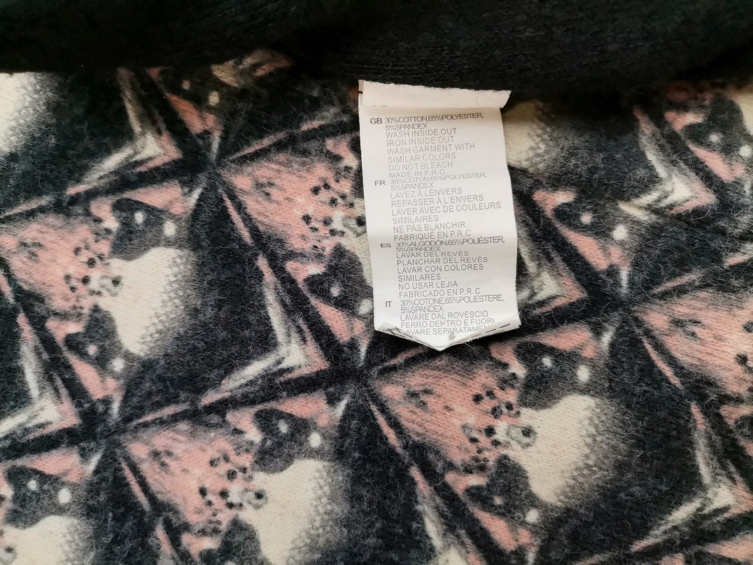 Super Stition Rozmiar M (38) Kolor Czarny Okrągły dekolt Sukienka Sweterkowa Rękaw 3/4 Midi