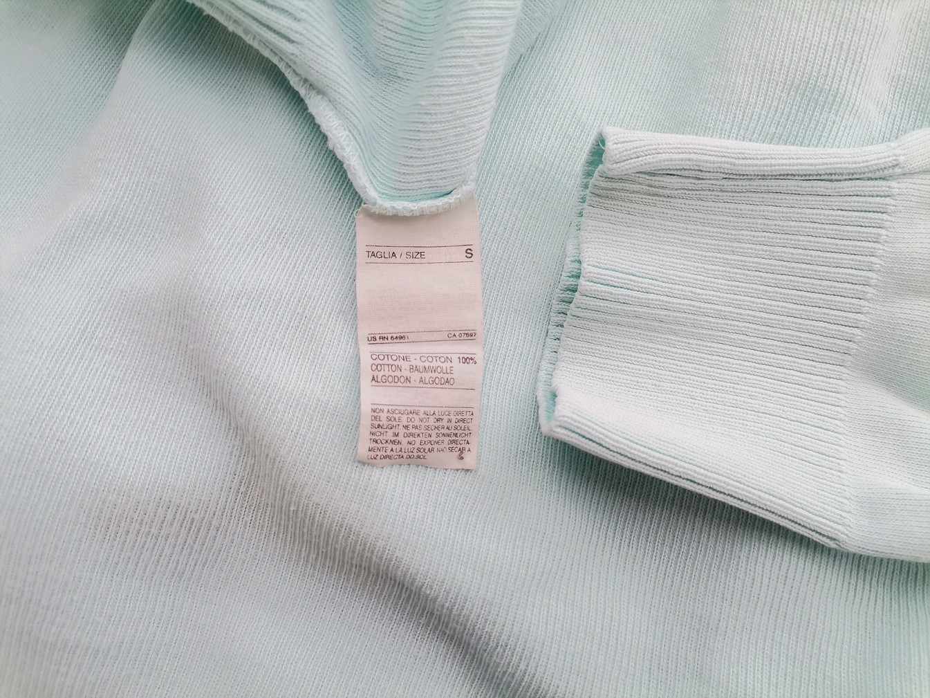 United colors benetton Rozmiar S Kolor Niebieski W serek Sweter Długi rękaw Materiał Bawełna 100% Cienka dzianina