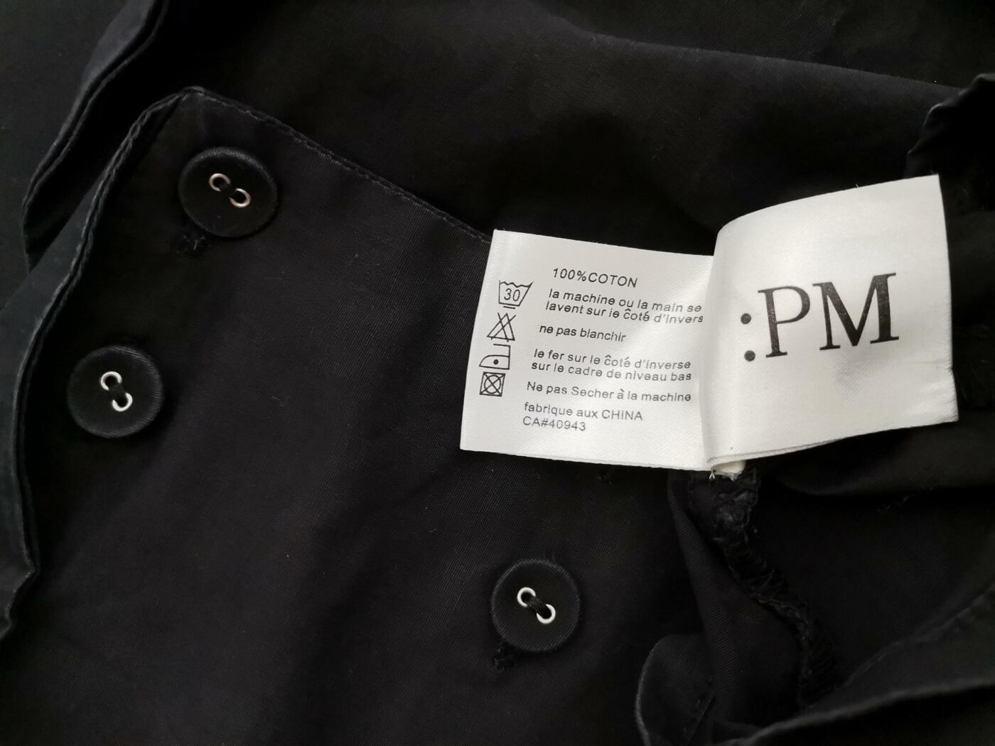 Pm Rozmiar S Kolor Czarny Kwadratowy dekolt Bluzka Zapinana Krótki rękaw Materiał Bawełna 100%