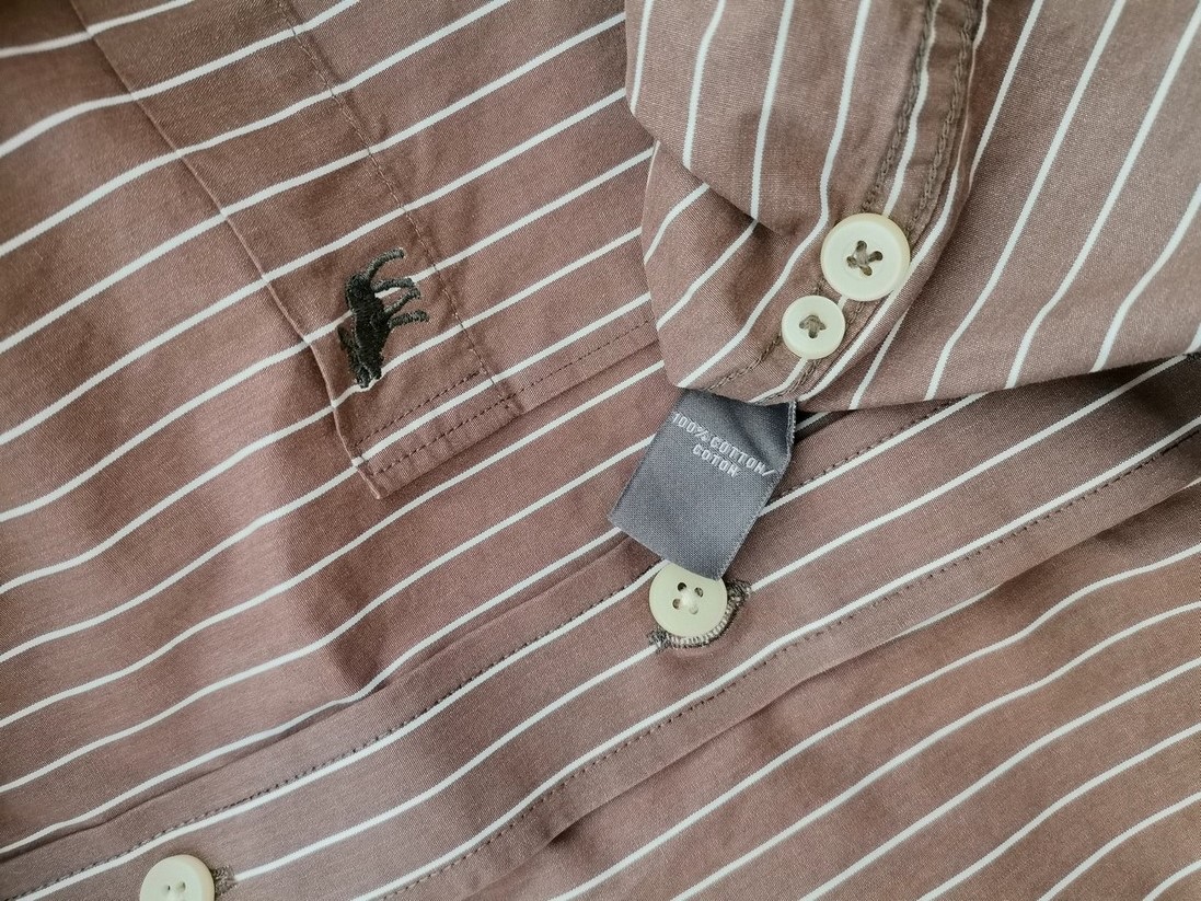 IMG_20220128_122428.jpg ABERCROMBIE & FITCH Rozmiar XL Kolor Brązowy Pasy Kołnierz Męska Koszula Casual Długi rękaw Materiał Bawełna 100%