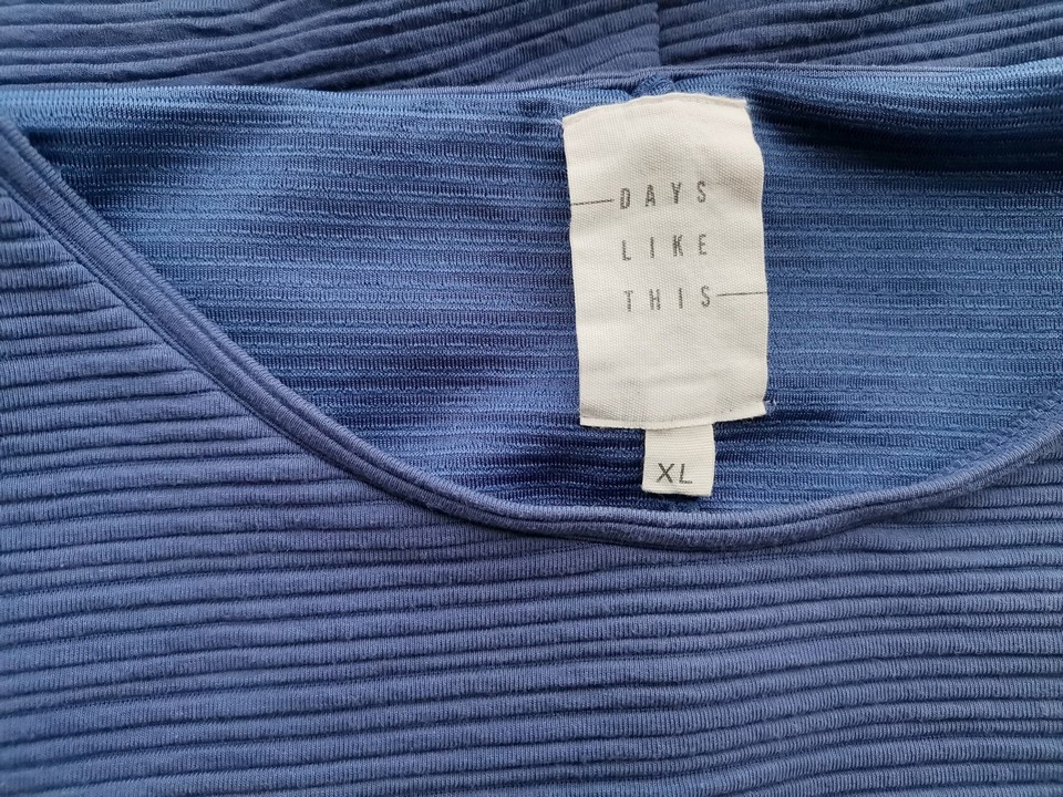 DAYS LIKE THIS Rozmiar XL Kolor Niebieski Okrągły dekolt Sukienka Prostokątna Długi rękaw Midi Materiał Bawełna