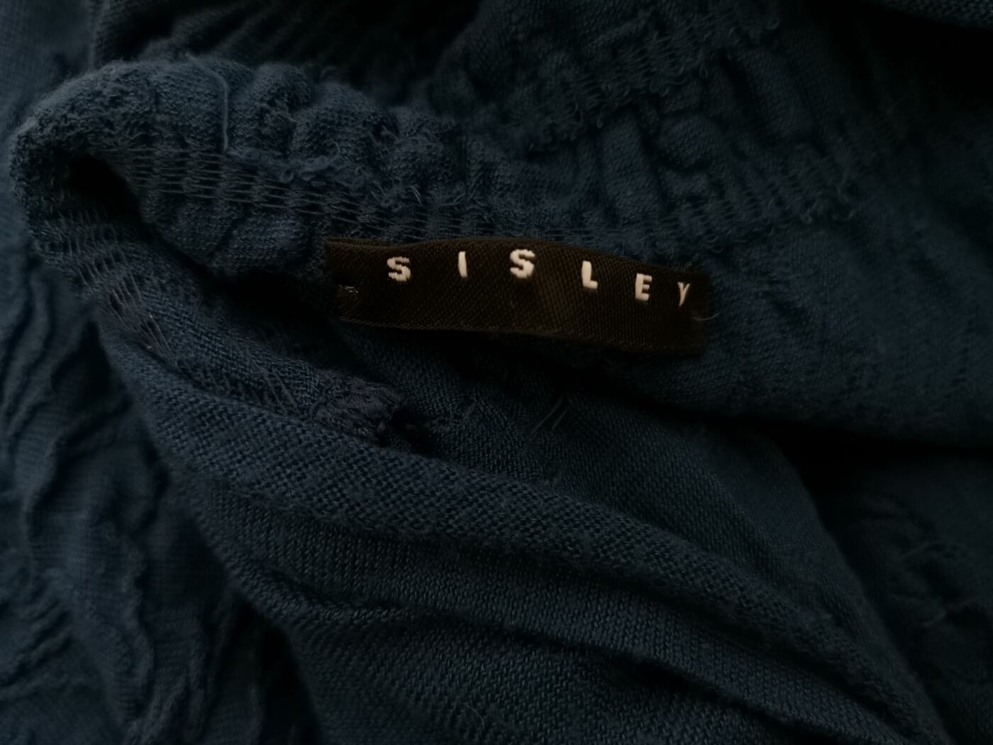 Sisley Rozmiar S Kolor Granatowy High Neck Sukienka Ołówkowa Krótki rękaw Do Kolan Materiał Modal Sisley Rozmiar S Kolor Granatowy High Neck Sukienka Ołówkowa Krótki rękaw Do Kolan Materiał Modal