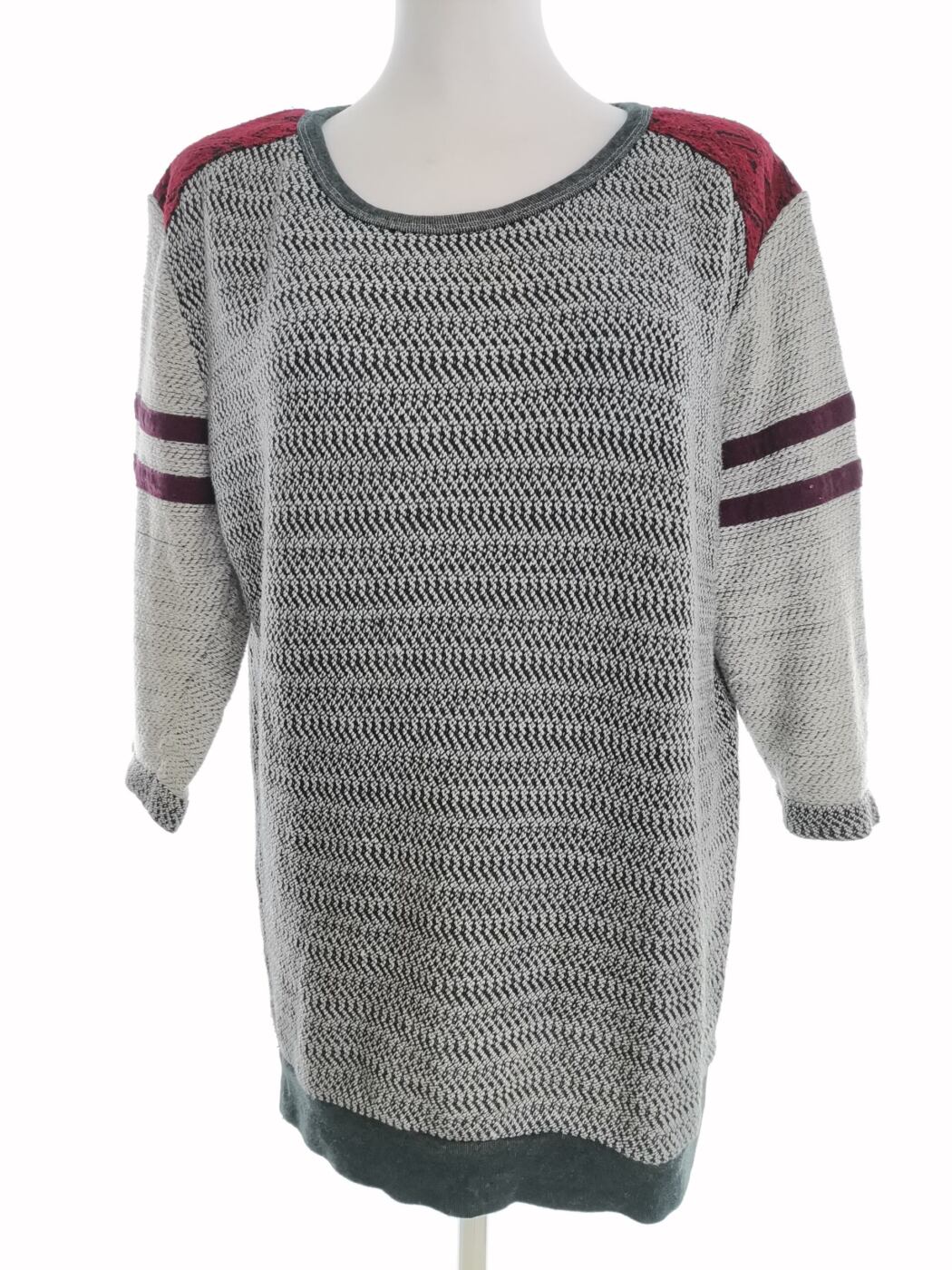 Maison scotch Rozmiar 1 (36) Kolor Szary Okrągły dekolt Tunika Bluzka Dzianina Rękaw 3/4 Materiał Bawełna 100%