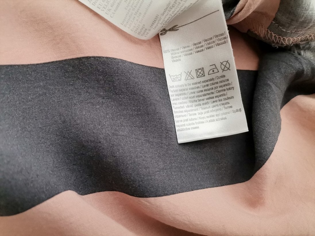 Only Rozmiar 38 Kolor Pudrowy Róż Pasy Okrągły dekolt Bluzka Krótki rękaw Materiał Wiskoza 100%