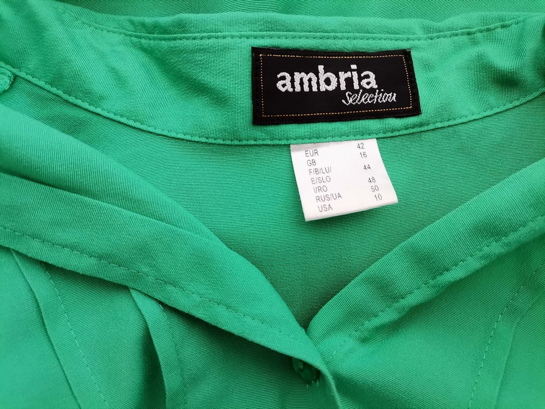 Ambria Rozmiar 42 Kolor Zielony Kołnierz Tunika Zapinana Bluzka Rękaw 3/4 Materiał Wiskoza