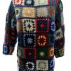 Vintage Rozmiar 46/48 Kolor Kolorowa W łódkę Sweter Rękaw 3/4 Gruba dzianina