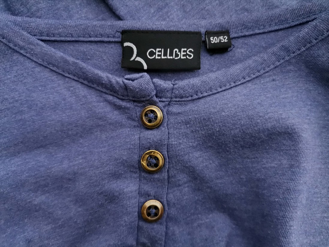 CELLBES Rozmiar 50/52 Kolor Niebieski Okrągły dekolt Sukienka Prostokątna Długi rękaw Do Kolan Materiał Bawełna CELLBES Rozmiar 50/52 Kolor Niebieski Okrągły dekolt Sukienka Prostokątna Długi rękaw Do Kolan Materiał Bawełna