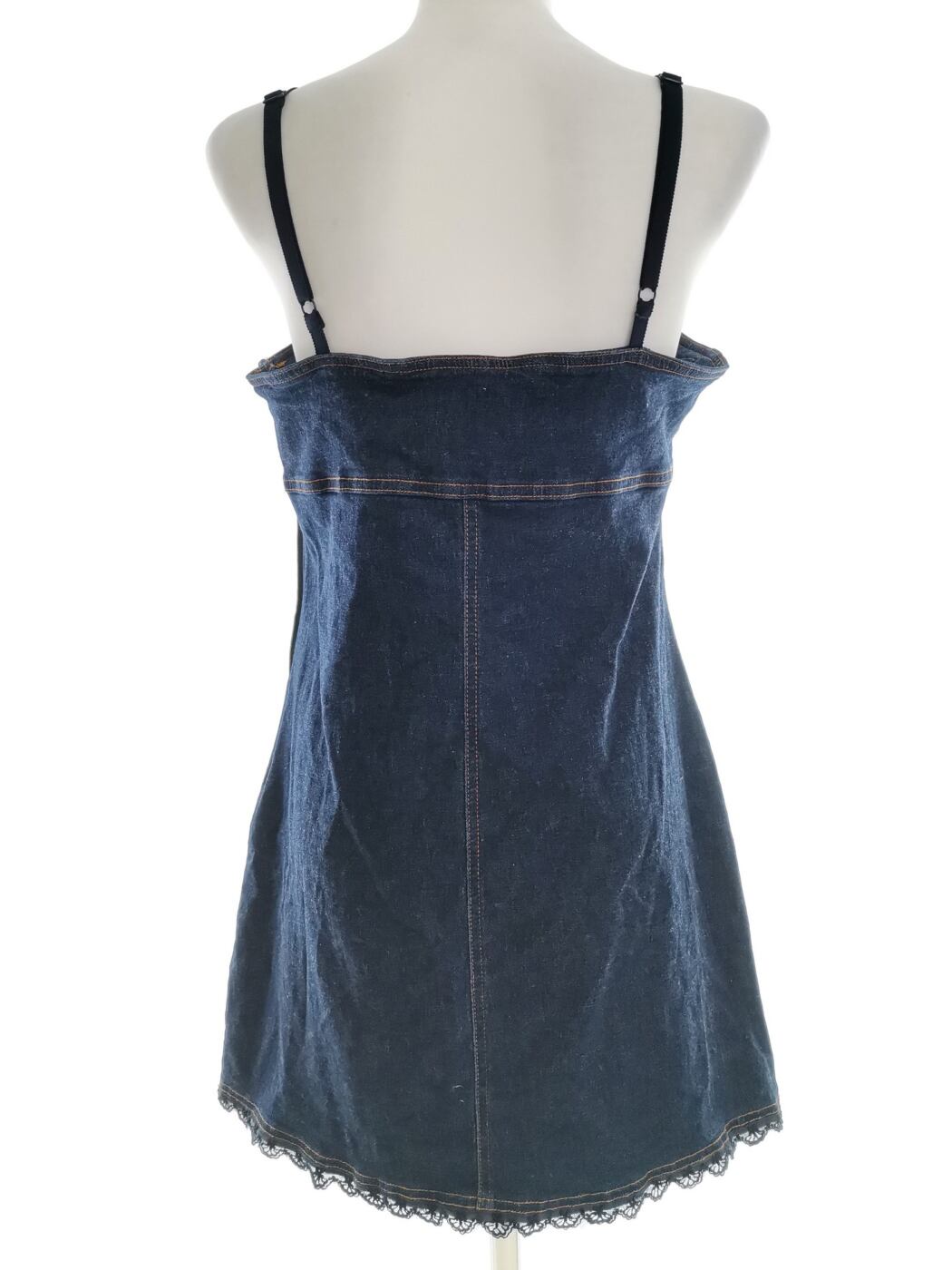 B Vintage Rozmiar 40 Kolor Granatowy Odkryte Ramiona Sukienka Mini Bezrękawnik Krótka Materiał Bawełna B Vintage Rozmiar 40 Kolor Granatowy Odkryte Ramiona Sukienka Mini Bezrękawnik Krótka Materiał Bawełna