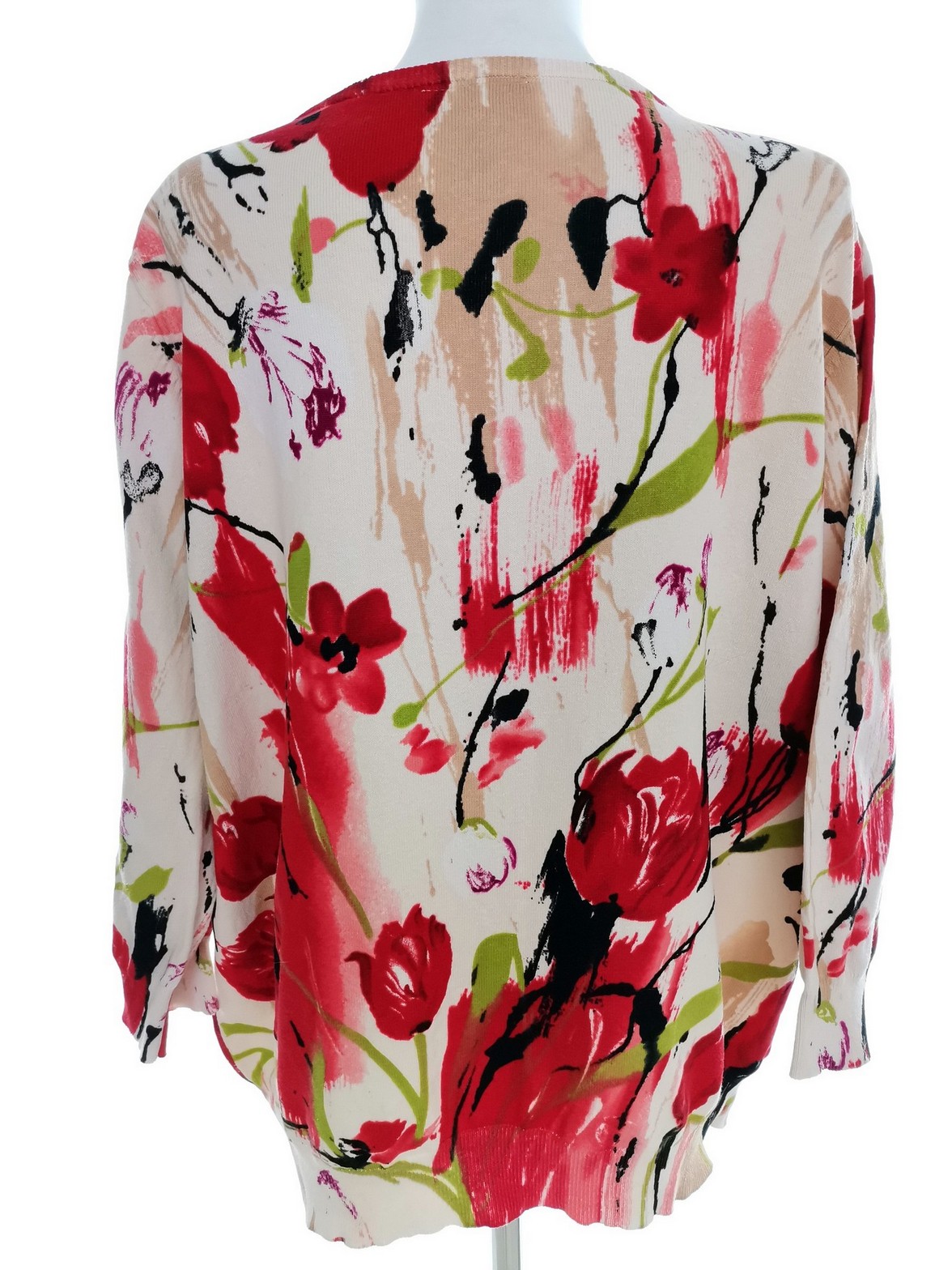 IMG_20220217_114455.jpg Lane Bryant Rozmiar 22/24 (50/52) Kolor Kremowy W łódkę Kardigan Zapinany Rękaw 3/4 Materiał Bawełna Cienka dzianina