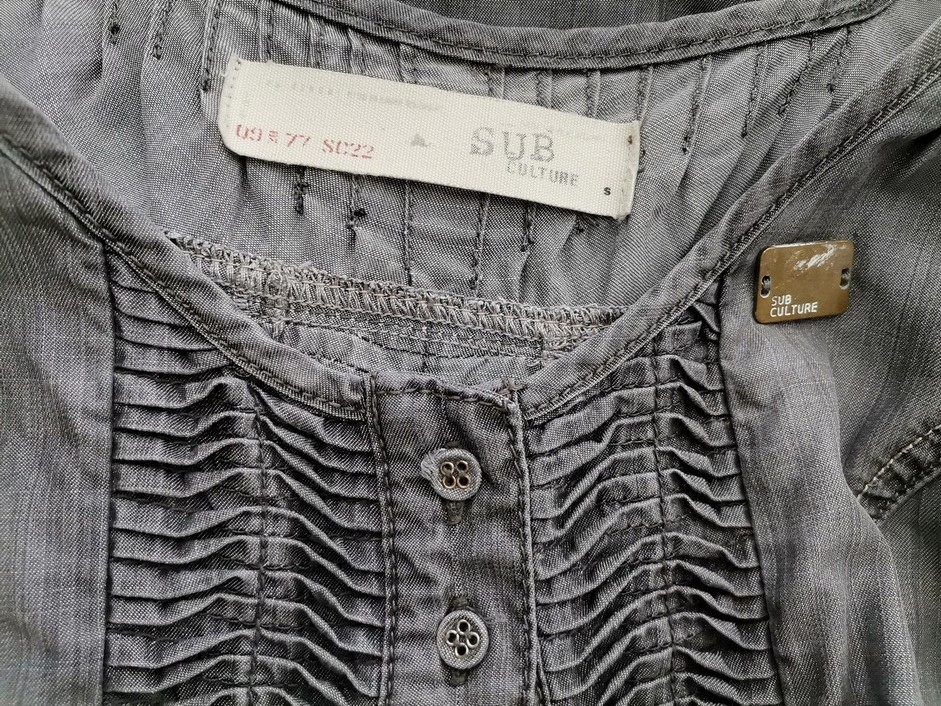Sub Culture Rozmiar S Kolor Szary Okrągły dekolt Sukienka Sheath Rękaw 3/4 Do Kolan Materiał Lyocell 100%