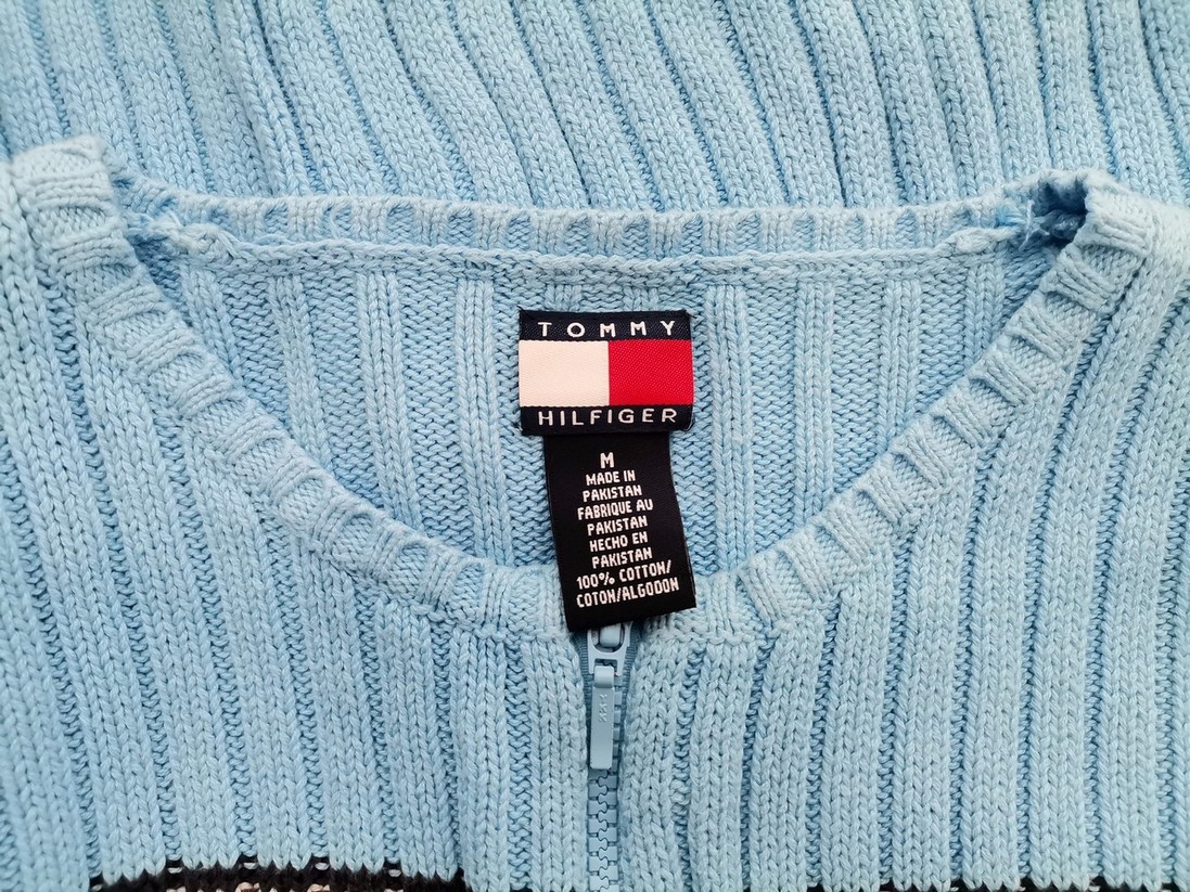 IMG_20220218_132735.jpg Tommy hilfiger Rozmiar M Kolor Niebieski Okrągły dekolt Kardigan na suwak Długi rękaw Materiał Bawełna 100% Cienka dzianina