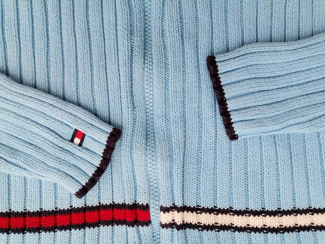 IMG_20220218_132745.jpg Tommy hilfiger Rozmiar M Kolor Niebieski Okrągły dekolt Kardigan na suwak Długi rękaw Materiał Bawełna 100% Cienka dzianina