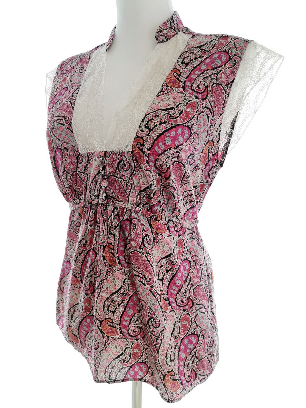 IMG_20220222_114804.jpg Oasis Rozmiar 12 (38) Kolor Różowy Kołnierz Bluzka Peplum Krótki rękaw Materiał Bawełna 100%