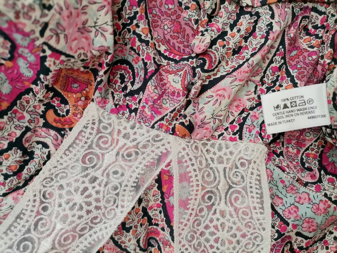 IMG_20220222_114847.jpg Oasis Rozmiar 12 (38) Kolor Różowy Kołnierz Bluzka Peplum Krótki rękaw Materiał Bawełna 100%
