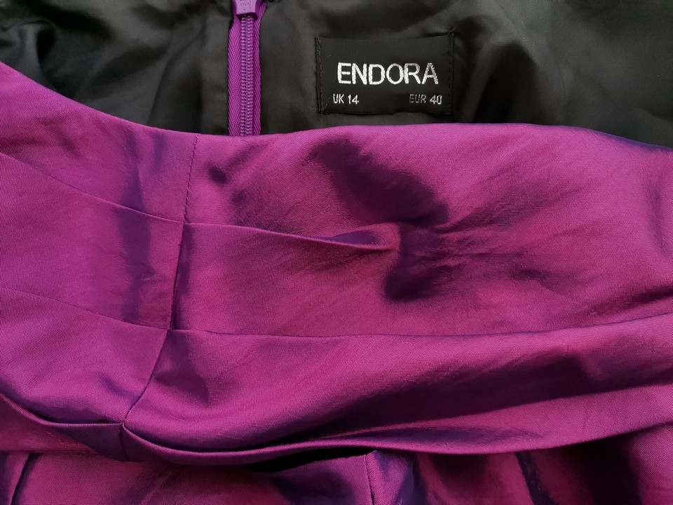 Endora Rozmiar 14 (40) Kolor Fioletowy W serek Suknia Balowa Sukienka Wieczorowa Krótki rękaw Midi