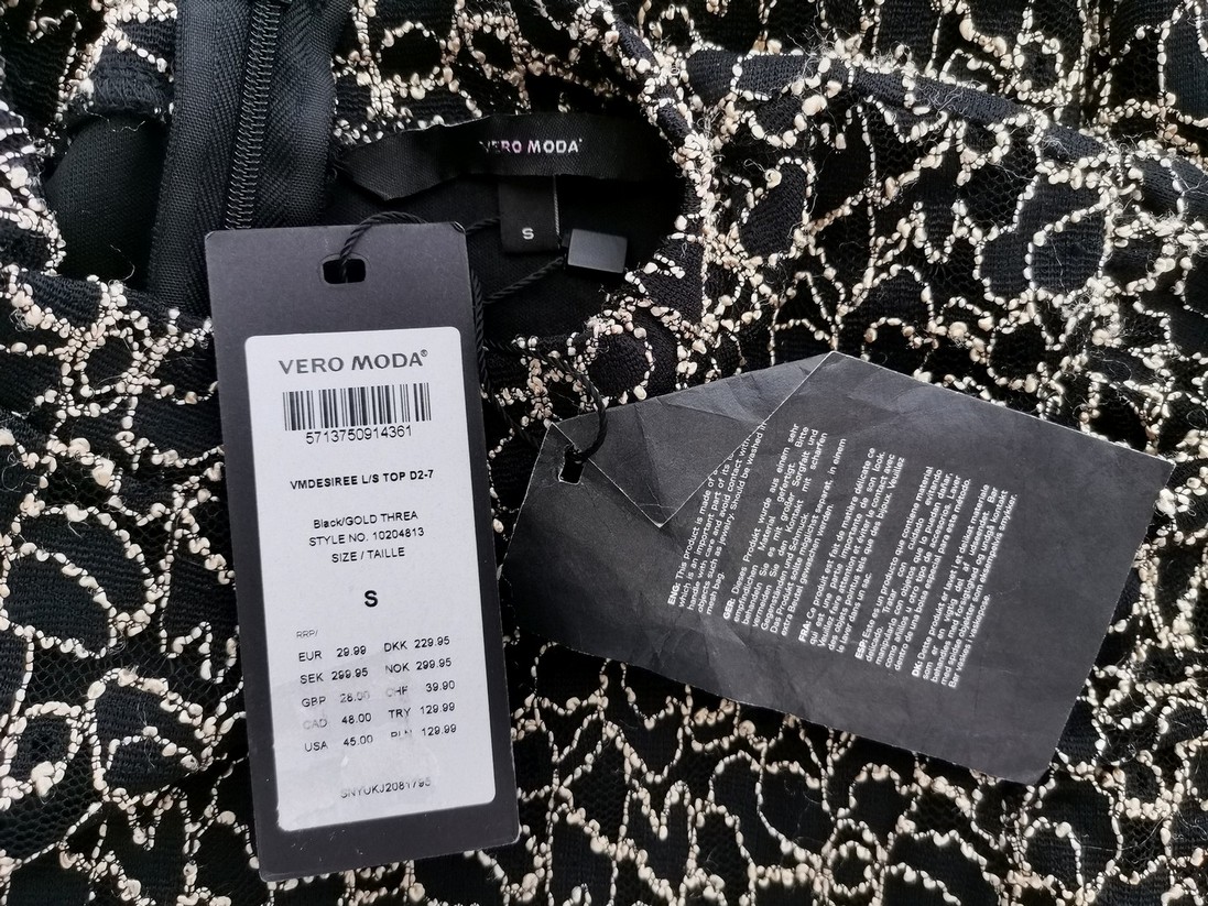 Vero moda Rozmiar S Kolor Czarny Pół golf Bluzka Długi rękaw