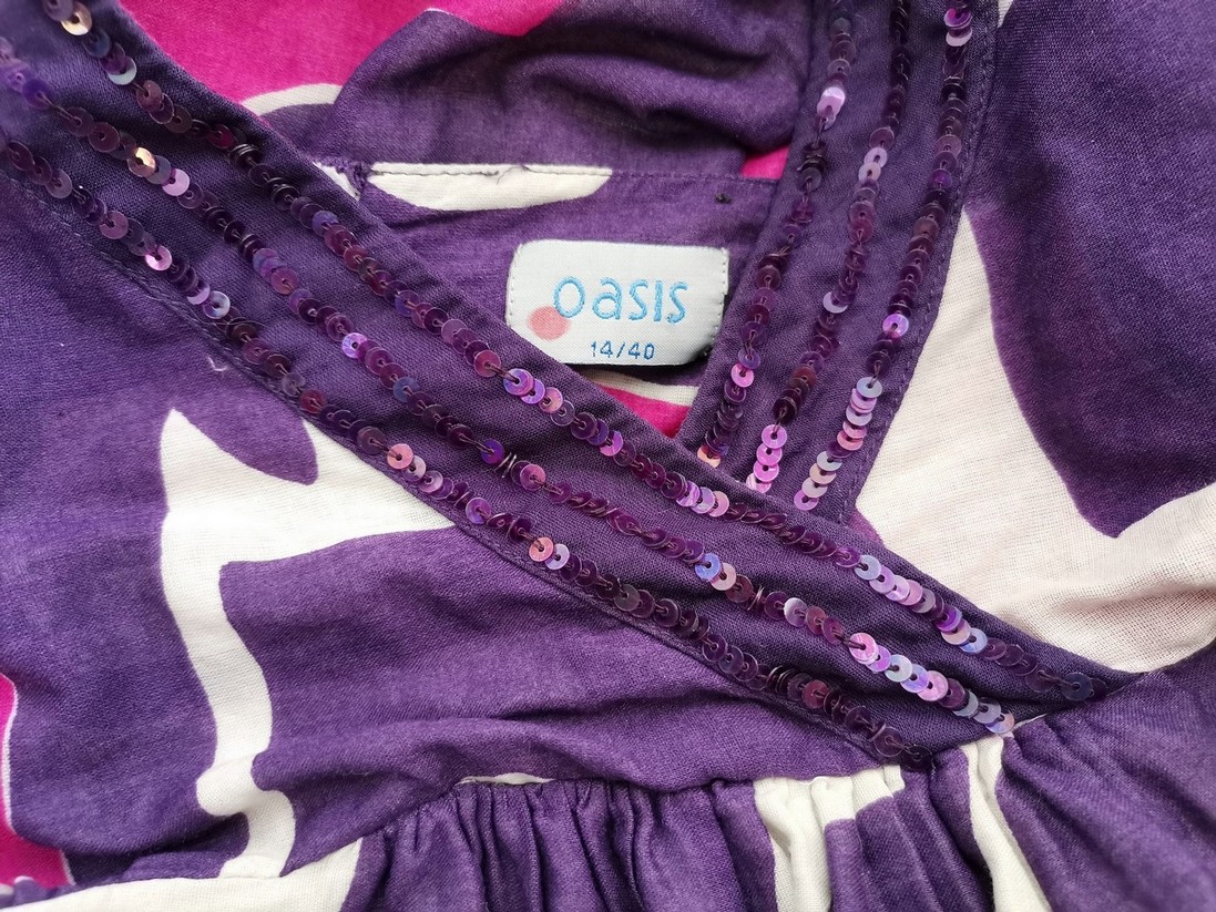 Oasis Rozmiar 14 (40) Kolor Fioletowy Halter Sukienka Maxi Bezrękawnik Długa Materiał Bawełna 100% Oasis Rozmiar 14 (40) Kolor Fioletowy Halter Sukienka Maxi Bezrękawnik Długa Materiał Bawełna 100%