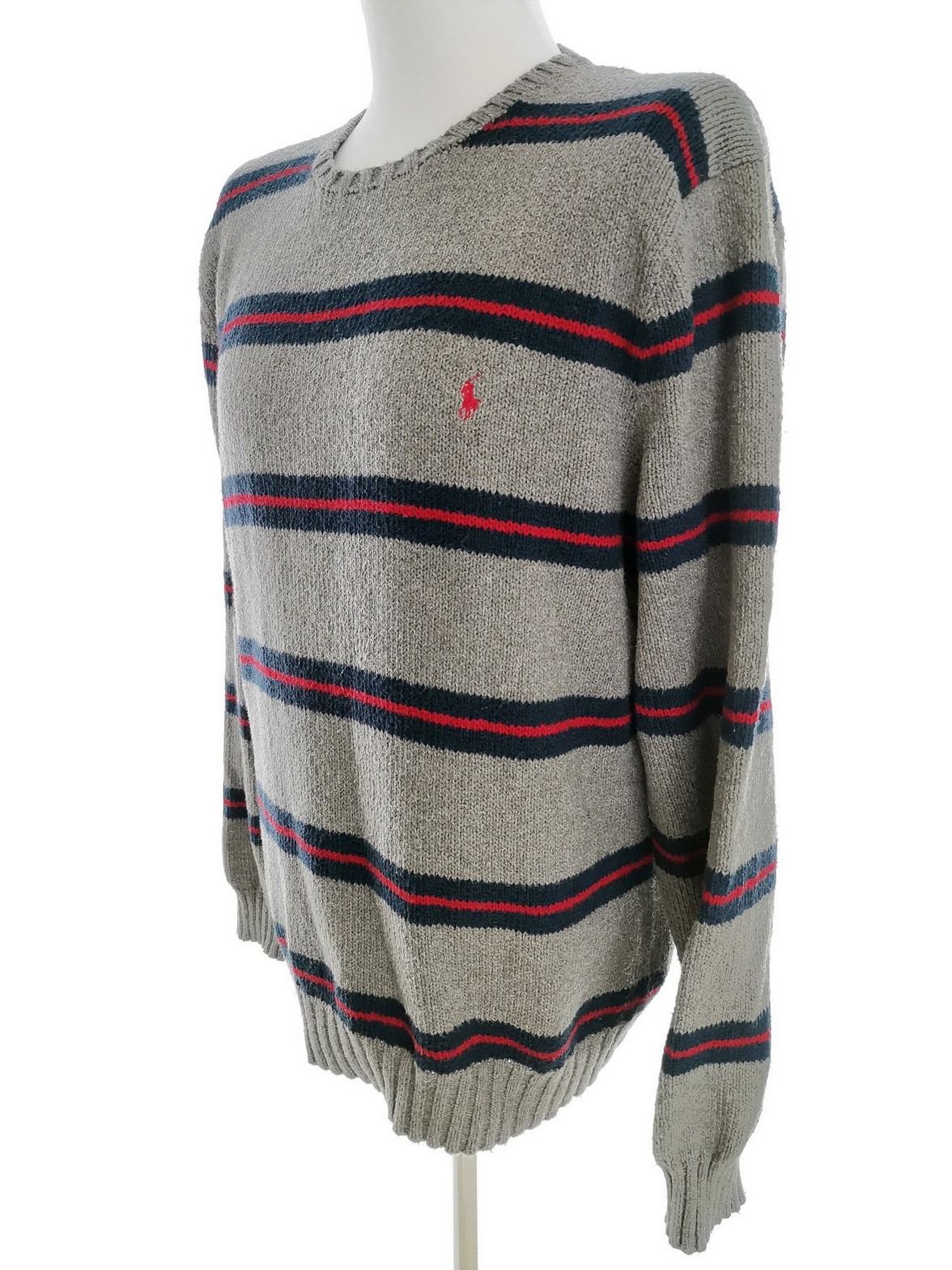 IMG_20220223_124836.jpg Polo Ralph Lauren Rozmiar XL Kolor Szary Pasy Męski Sweter Długi rękaw Materiał Bawełna 100%