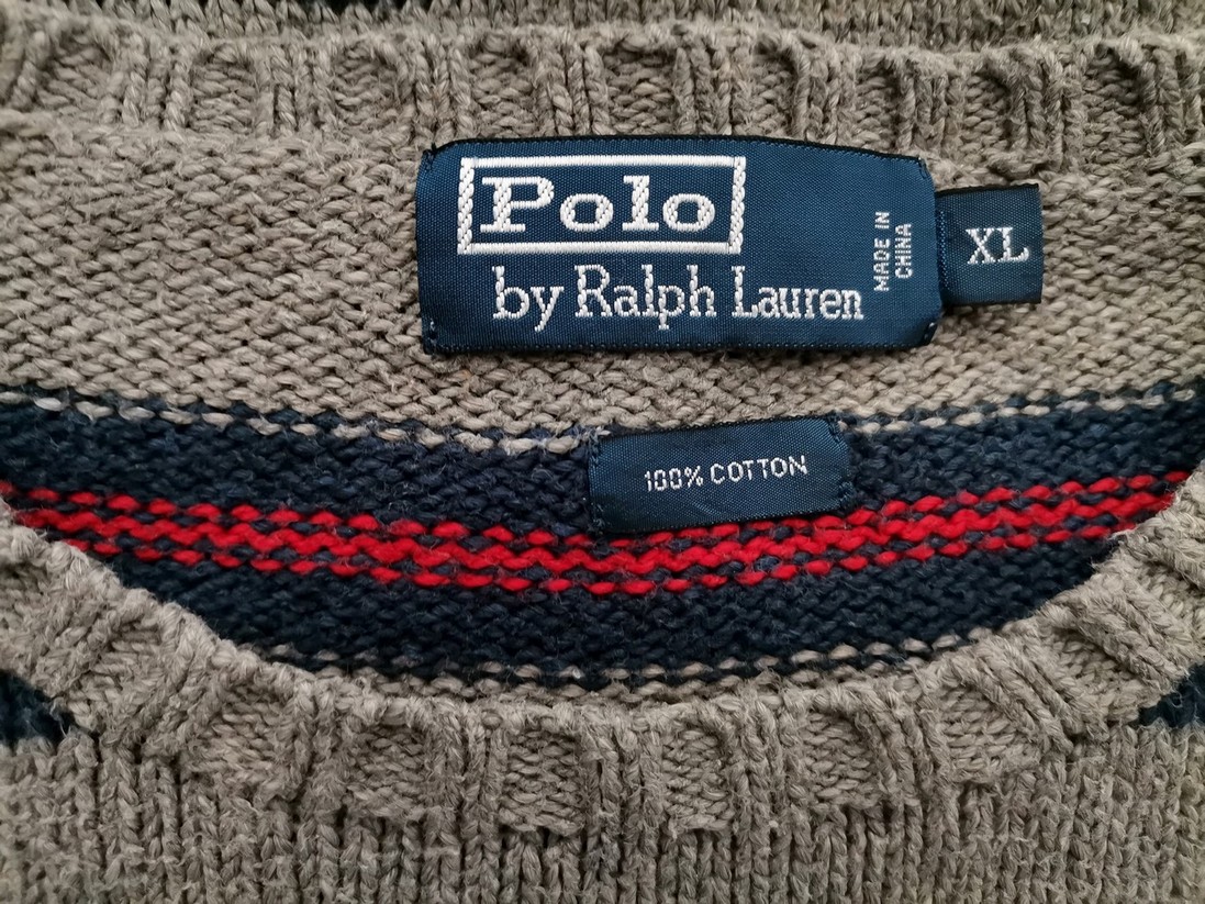 IMG_20220223_124848.jpg Polo Ralph Lauren Rozmiar XL Kolor Szary Pasy Męski Sweter Długi rękaw Materiał Bawełna 100%