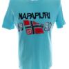NAPAPIJRI Rozmiar L Kolor Niebieski Męski T-Shirt Krótki rękaw Materiał Bawełna 100%