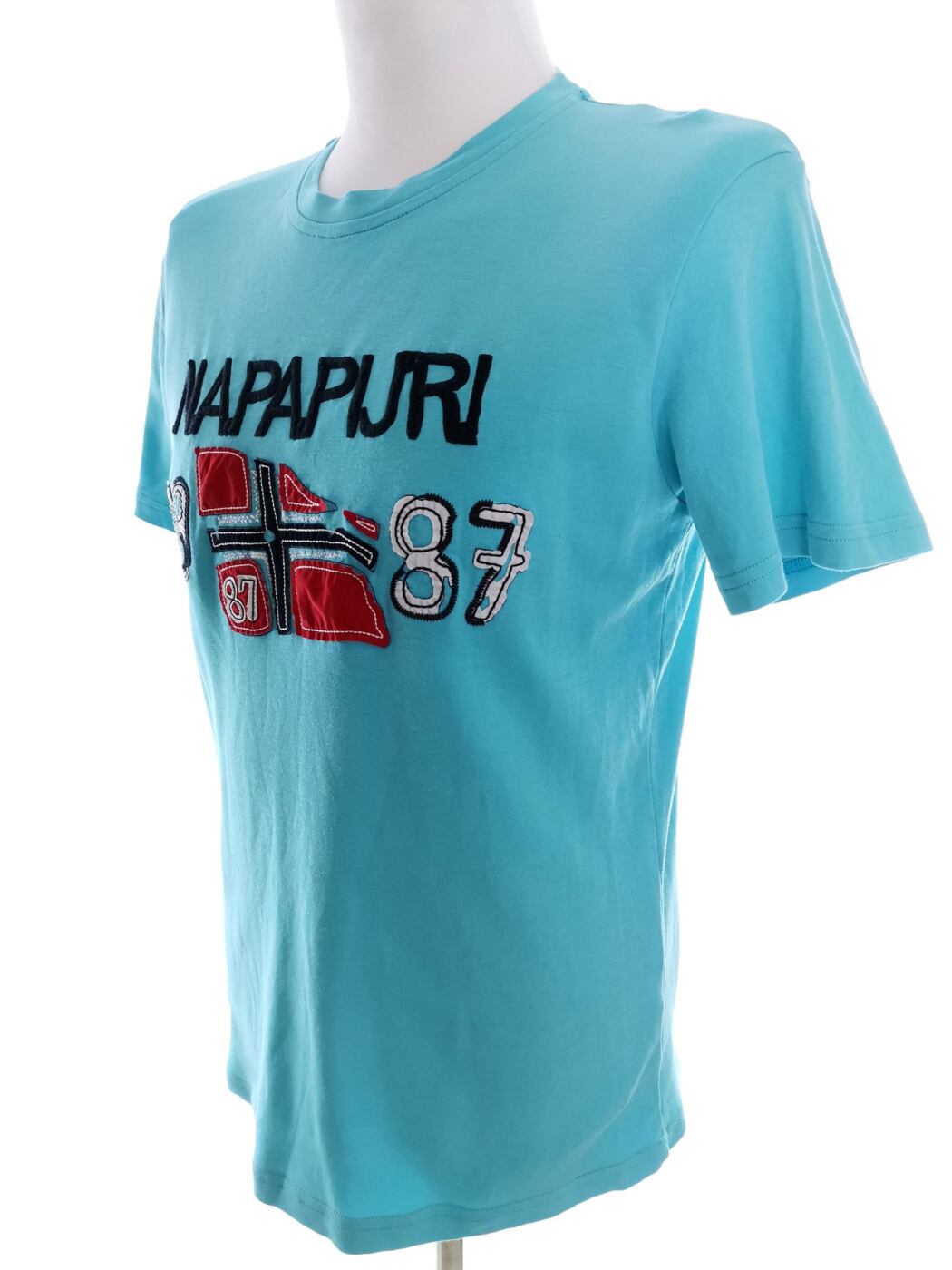 IMG_20220223_132302.jpg NAPAPIJRI Rozmiar L Kolor Niebieski Męski T-Shirt Krótki rękaw Materiał Bawełna 100%