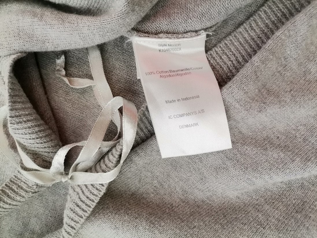Isabell Kristensen Rozmiar XL Kolor Szary W serek Kardigan Wiązany Krótki rękaw Materiał Bawełna 100% Cienka dzianina