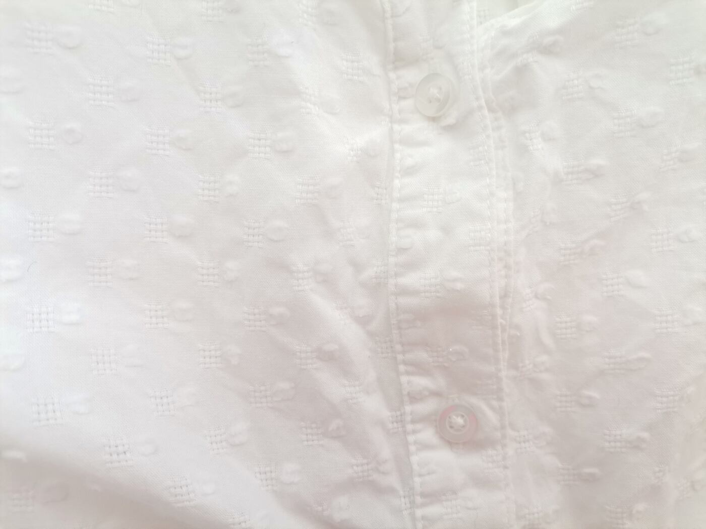 Vintage Rozmiar 50/52 Kolor Biały Split Crew Neck Bluzka Zapinana Rękaw 3/4
