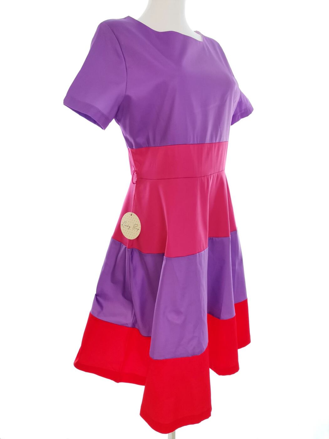 Lindy Bop Vintage Rozmiar 14 (40) Kolor Fioletowy Okrągły dekolt Sukienka A-Line Krótki rękaw Midi Lindy Bop Vintage Rozmiar 14 (40) Kolor Fioletowy Okrągły dekolt Sukienka A-Line Krótki rękaw Midi