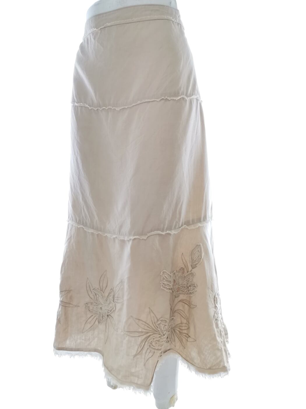Vintage Rozmiar 42/44 Kolor Kremowy Spódnica Maxi Długa Materiał Len 100%