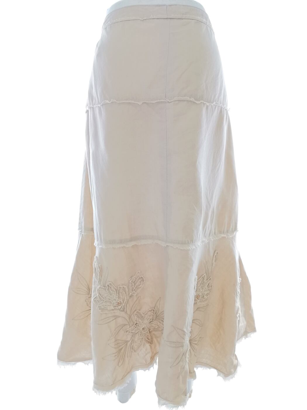 Vintage Rozmiar 42/44 Kolor Kremowy Spódnica Maxi Długa Materiał Len 100%
