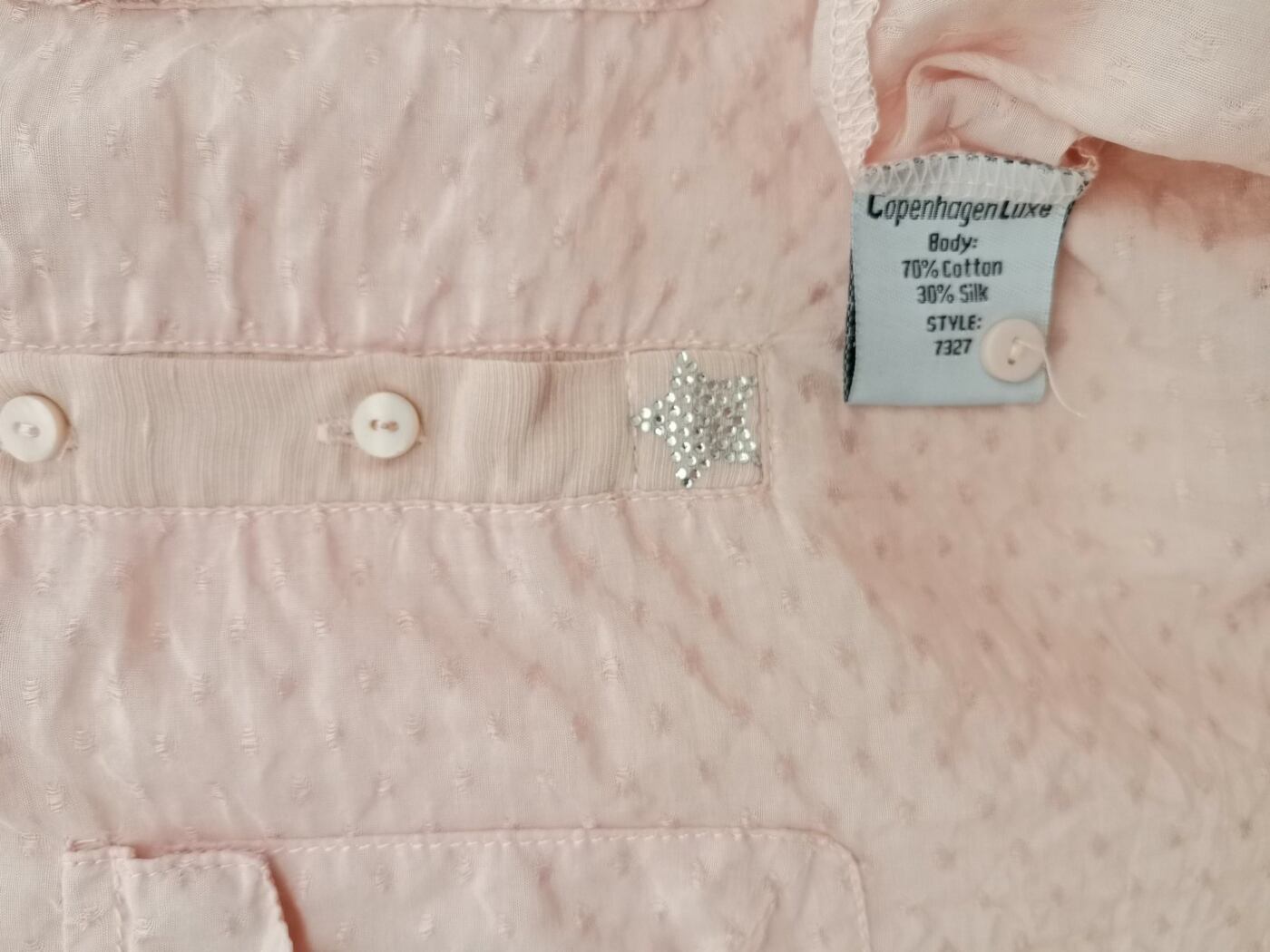 COPENHAGEN LUXE Rozmiar L Kolor Różowy Kołnierz Tunika Popover Bluzka Długi rękaw Materiał Bawełna