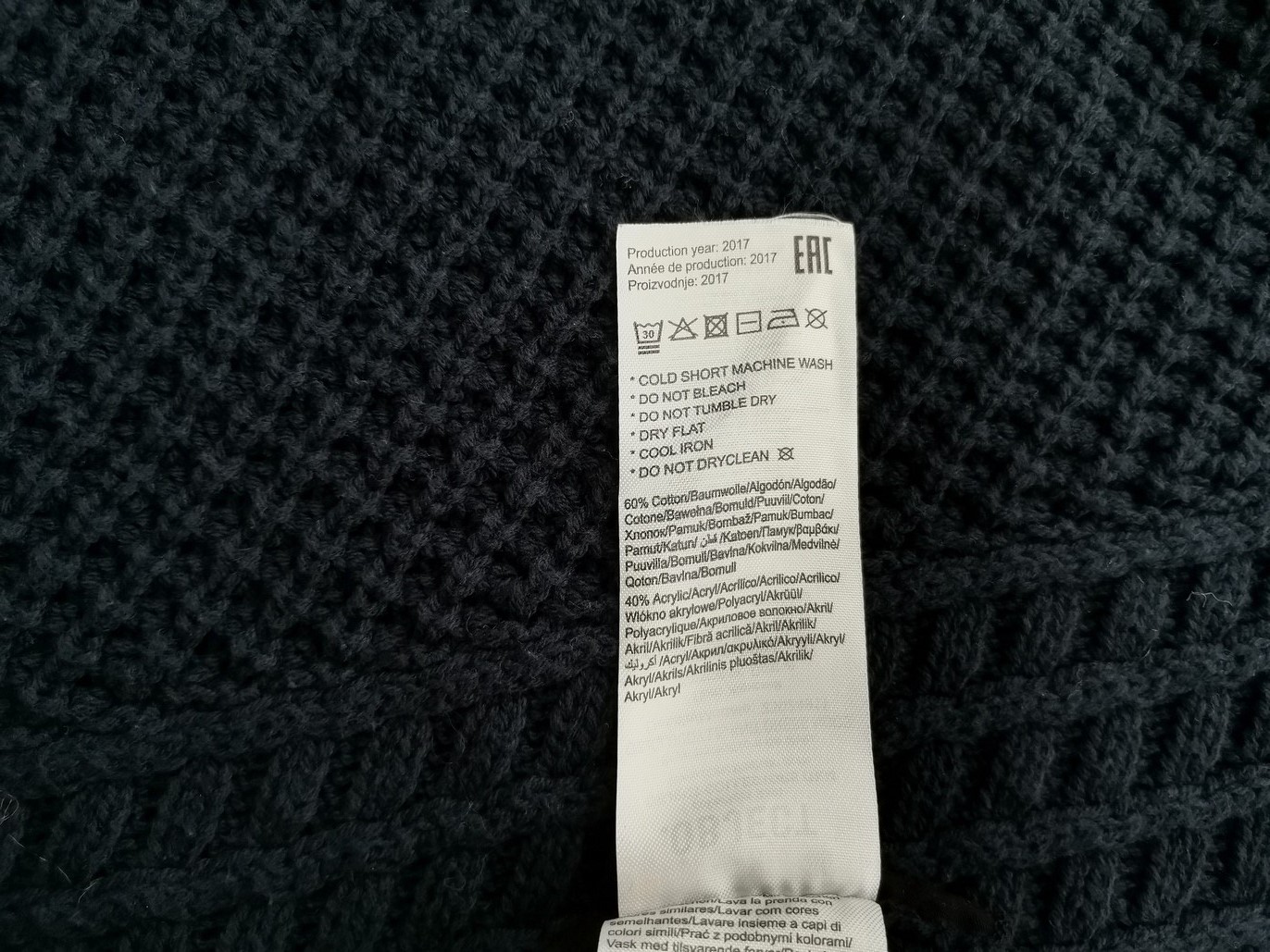 Object Rozmiar M Kolor Granatowy Okrągły dekolt Sukienka Sweterkowa Długi rękaw Midi Materiał Bawełna