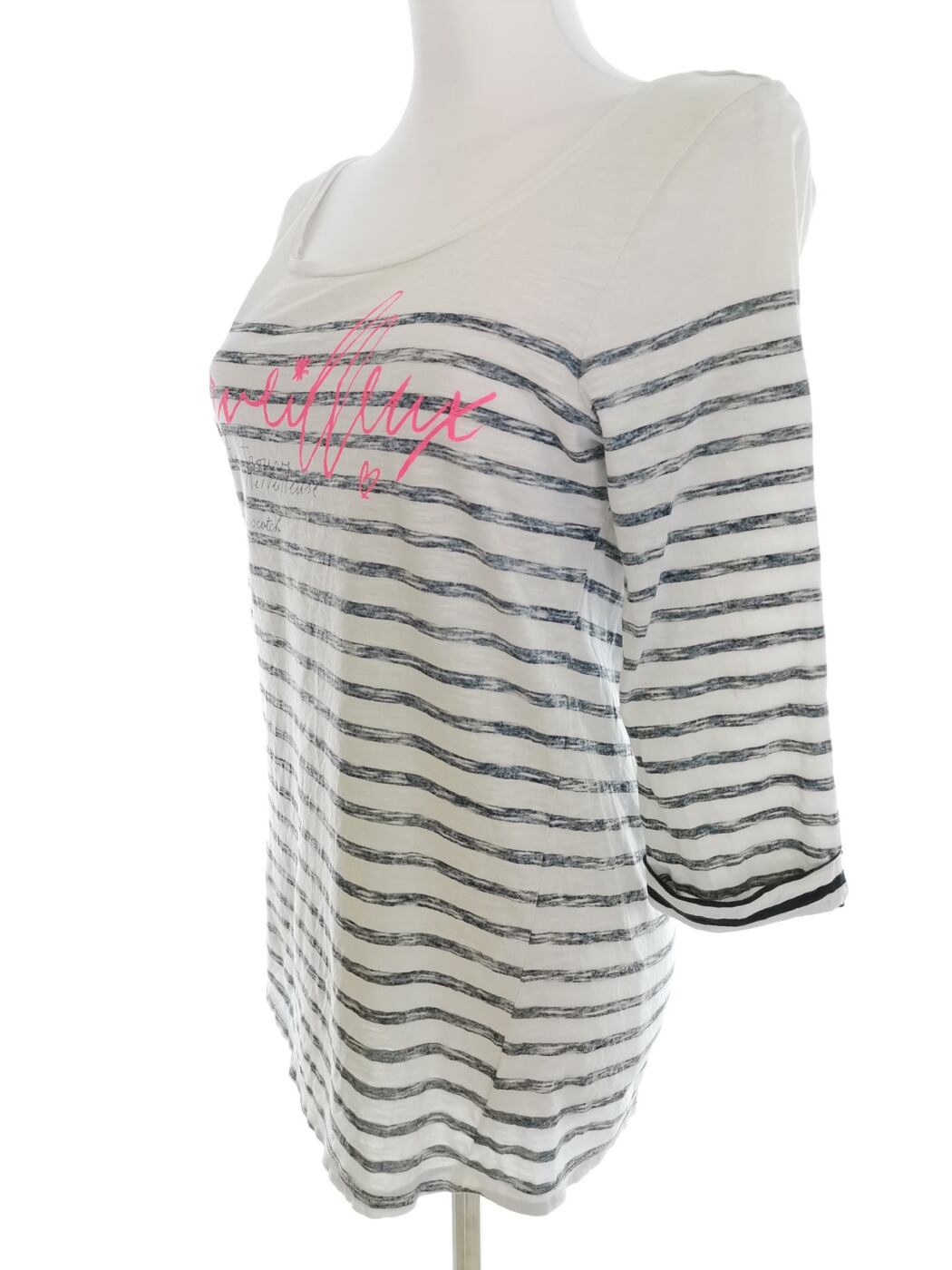 IMG_20220228_113418.jpg Maison scotch Rozmiar 1 (36) Kolor Biały Pasy Dekolt U Bluzka Rękaw 3/4 Materiał Bawełna 100%
