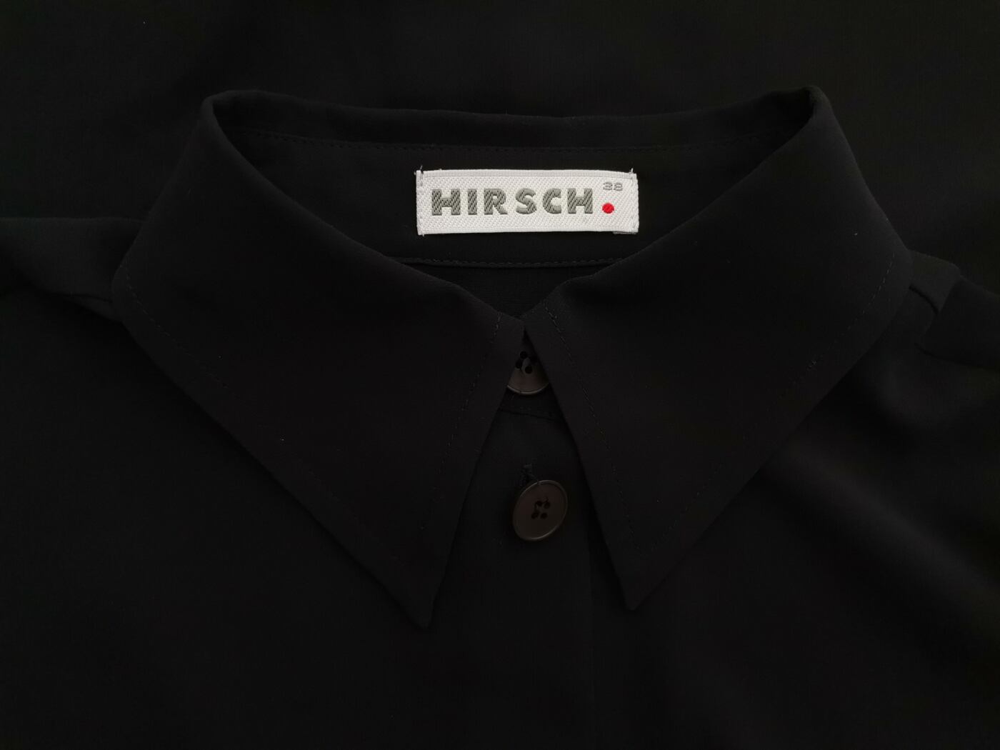 Hirsch Rozmiar 38 Kolor Czarny Kołnierz Tunika Zapinana Bluzka Długi rękaw